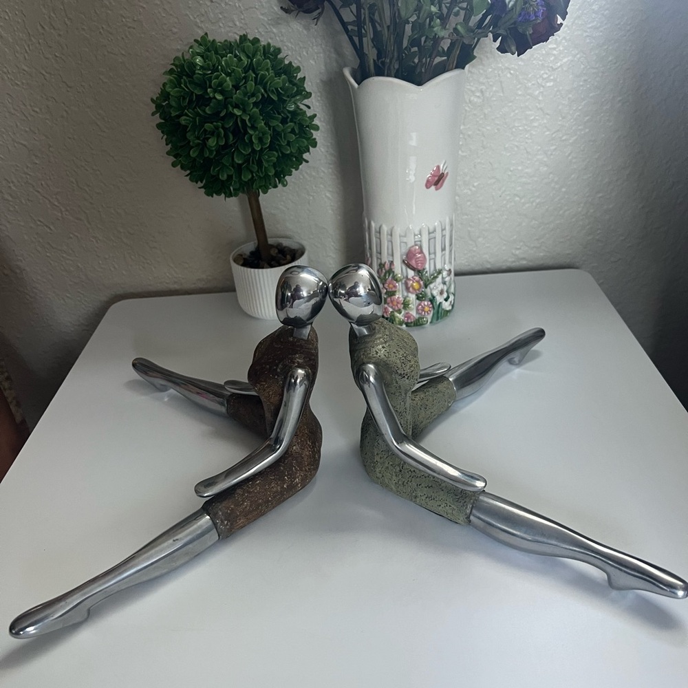Rare Female Stylized Modernist Mannequin - Metal Bookends - Pair of Two